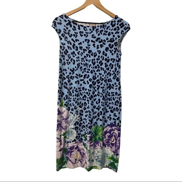 Chico's Dresses & Skirts - Chicos Womens Blue Animal Floral Print Short Sleeve Dress Chicos Size 0 Small